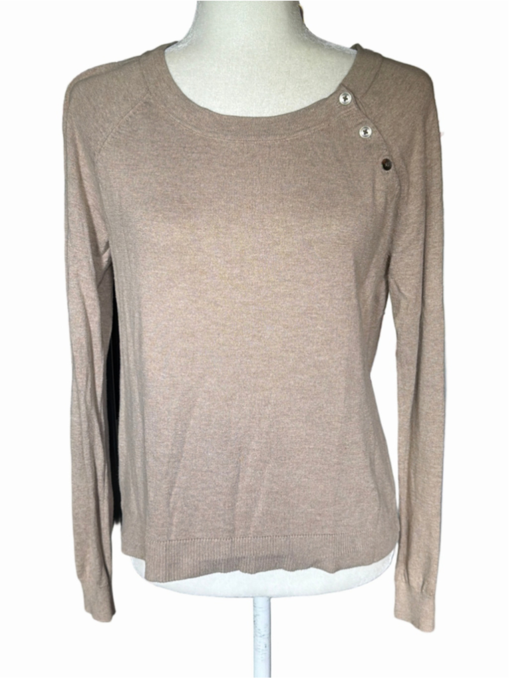 Women's Ann Taylor Loft Beige Crew Neck Sweater Size M